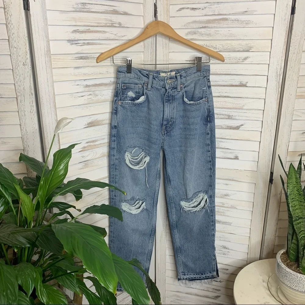 WE THE FREE | FREE PEOPLE Women's 24 Lita High Rise Distressed Crop Denim - Picture 5 of 13